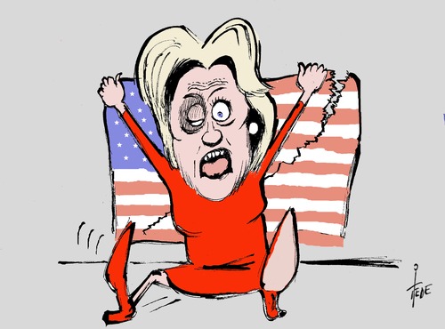 Cartoon: Clinton (medium) by tiede tagged hillary,clinton,donald,trump,election,usa,tiede,tiedemann,cartoon,karikatur,hillary,clinton,donald,trump,election,usa,tiede,tiedemann,cartoon,karikatur