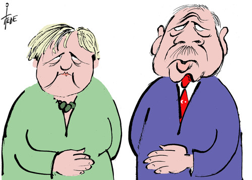 Cartoon: Merkel - Erdogan (medium) by tiede tagged cartoon,karikatur,tiede,erdogan,merkel,angela,angela,merkel,erdogan,tiede,karikatur,cartoon