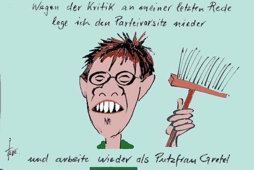 Cartoon: Putzfrau Gretel (medium) by tiede tagged akk,kramp,karrenbauer,karneval,entgleisung,tiede,cartoon,karikatur,akk,kramp,karrenbauer,karneval,entgleisung,tiede,cartoon,karikatur