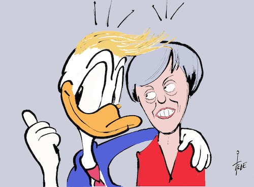 Cartoon: Theresa and Donald (medium) by tiede tagged theresa,may,brexit,usa,donald,cartoon,karikatur,tiede,tiedemann,theresa,may,brexit,usa,donald,cartoon,karikatur,tiede,tiedemann