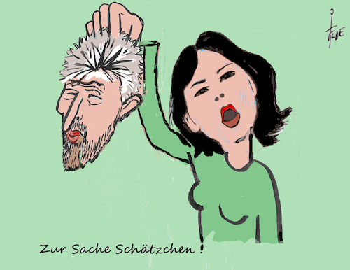 Cartoon: Zur Sache Schätzchen (medium) by tiede tagged boris,palmer,tübingen,grüne,baerbock,cartoon,karikatur,boris,palmer,tübingen,grüne,baerbock,cartoon,karikatur