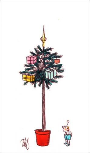 Cartoon: Christmas card 19?? (medium) by Stef 1931-1995 tagged pine,tree,christmas,santa