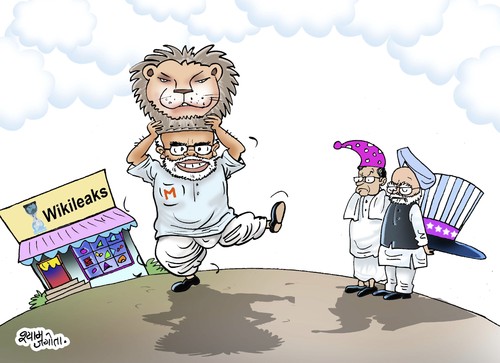 Cartoon: wikileaks caps (medium) by shyamjagota tagged jagota,shyam,cartoonist,indian