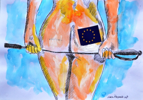 Cartoon: Europa Erection (medium) by Zlatko Iv tagged europa,sattel,liebe,kleid,nude,fasching,balkan