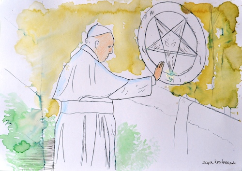 Cartoon: Le Pape (medium) by Zlatko Iv tagged pape,bishop,rome,catolic,arte,kunst,kulture,cult,hertz