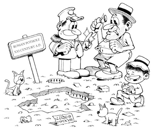 Cartoon: Roman pothole (medium) by Ludus tagged rome