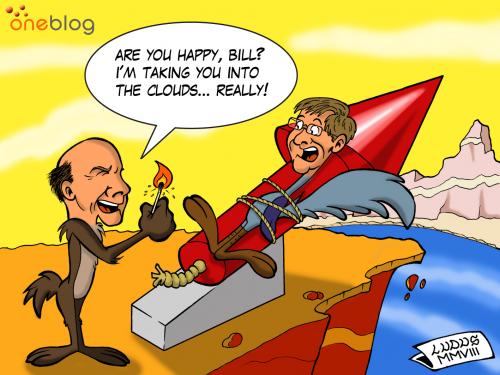 Cartoon: Steve Ballmer and Bill Gates (medium) by Ludus tagged windows,ballmer,gates