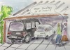 Cartoon: Der Zweitwagen (small) by Pralow tagged austieg,fossile,brennstoffe,ladestation,zweitwagen,klimaneutral,ladesäule,reichweite