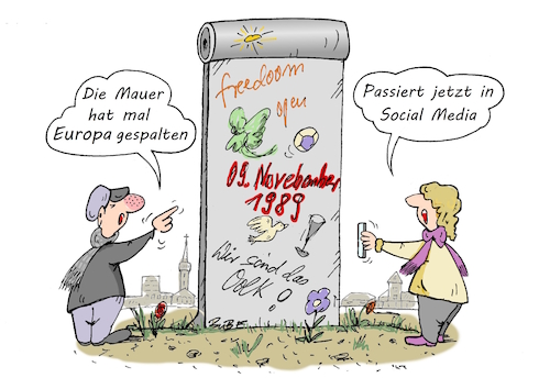 Cartoon: 35 Jahre Mauerfall (medium) by BuBE tagged deutschland,jahre,mauerfall,deutsche,einheit,freiheit,europa,brd,ddr,schutzwall,spaltung,demark,cartoon,karikatur,deutschland,jahre,mauerfall,deutsche,einheit,freiheit,europa,brd,ddr,schutzwall,spaltung,demark,cartoon,karikatur