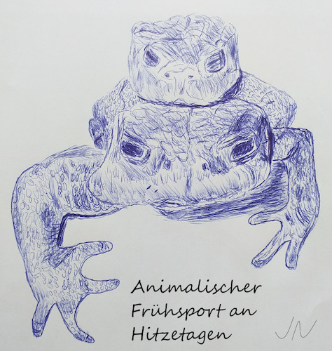 Cartoon: Animalisch (medium) by Jochen N tagged tier,frosch,frösche,kröte,lurch,balz,paarung,sport,frühsport,hitze