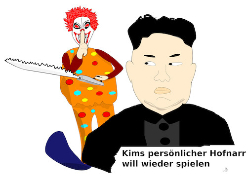 Cartoon: Kim Jong-un (medium) by Jochen N tagged kim,jong,un,grusel,clown,horror,spiel,pervers,abartig,narr,hofnarr,grauen,nordkorea,fernost,diktator,bedrohung,drohung,krieg,tod,furcht,schrecken,schauder,gewalt