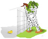 Cartoon: Gieraffe (small) by Jochen N tagged gier,affe,giraffe,gehege,zaun,baum,birke,blätter,stacheldraht,banane,bananen,hunger