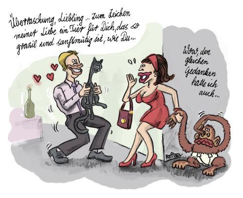 Cartoon: Ansichtssache (medium) by REIBEL tagged valentinstag,paar,zuneigung,geschenk,affe,charakter,liebe,beweis,zeichen,symbol,wahrheit,valentinstag,paar,zuneigung,geschenk,affe,charakter,liebe,beweis,zeichen,symbol,wahrheit