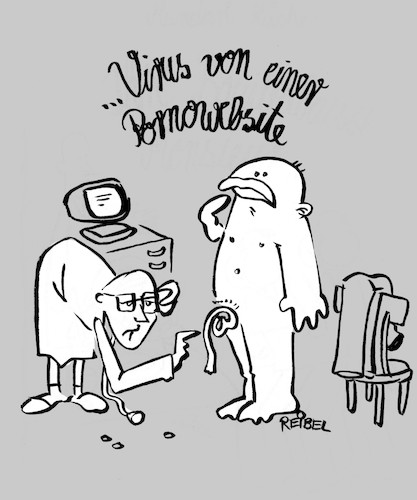 Cartoon: Computervirus (medium) by REIBEL tagged computer,virus,infekt,porno,website,xxx,arzt,diagnose