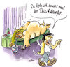 Cartoon: berge von arbeit (small) by REIBEL tagged massage,wellness,dick,massig,hilfsmittel,werkzeug