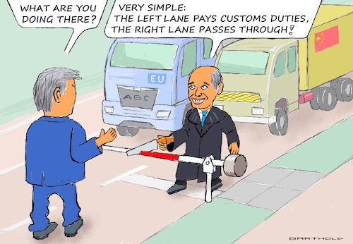 Cartoon: Appeal Judge at Work (medium) by Barthold tagged donald,trump,lawsuits,against,tariffs,judgement,appeals,court,many,illegal,representation,depiction,judge,shortens,toll,bar,handsaw,ripsaw,one,lane,pays,customs,duties,other,free,waiting,trucks,cartoon,caricature,barthold,donald,trump,lawsuits,against,tariffs,judgement,appeals,court,many,illegal,representation,depiction,judge,shortens,toll,bar,handsaw,ripsaw,one,lane,pays,customs,duties,other,free,waiting,trucks,cartoon,caricature,barthold