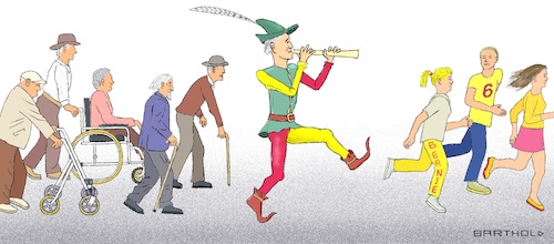 Cartoon: Biden and Voters (medium) by Barthold tagged presidential,elections,usa,2020,joe,biden,democratic,party,campaign,attractive,elderly,people,following,pied,piper,young,fleeing,caricature,barthold,presidential,elections,usa,2020,joe,biden,democratic,party,attractive,elderly,people,following,pied,piper,young,fleeing,caricature,barthold