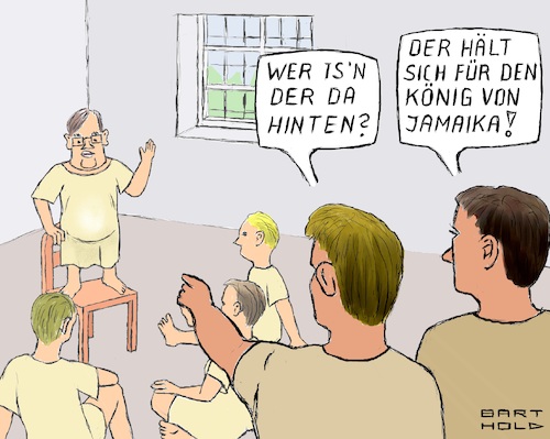 Cartoon: Im Bezirkskrankenhaus (medium) by Barthold tagged deutschland,bundestagswahl,2021,armin,laschet,kanzlerkandidat,union,unterlegen,festhalten,regierung,jamaika,koalition,bezirkskrankenhaus,psychiatrie,tick,realitätsverlust,irrenanstalt,patienten,cartoon,karikatur,barthold,deutschland,bundestagswahl,2021,armin,laschet,kanzlerkandidat,union,unterlegen,festhalten,regierung,jamaika,koalition,bezirkskrankenhaus,psychiatrie,tick,realitätsverlust,irrenanstalt,patienten,cartoon,karikatur,barthold