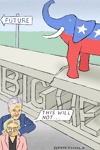 Cartoon: Path to the Future (medium) by Barthold tagged lie,stolen,election,kevin,mccarthy,republicans,intention,remove,removal,liz,cheney,from,partys,executive,committee,leadership,ingradiation,ultra,conservative,voters,trump,backers,gop,elephant,decayed,lettering,cartoon,caricature,barthold,lie,stolen,election,kevin,mccarthy,republicans,intention,remove,removal,liz,cheney,from,partys,executive,committee,leadership,ingradiation,ultra,conservative,voters,trump,backers,gop,elephant,decayed,lettering,cartoon,caricature,barthold