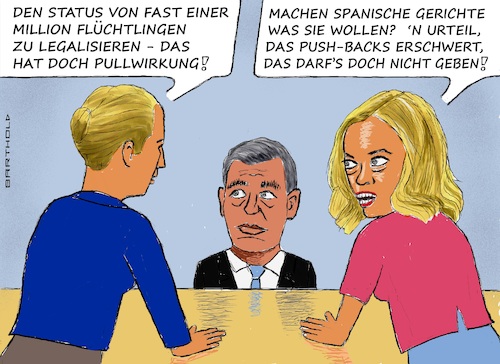 Cartoon: Rumhacken auf Sanchez (medium) by Barthold tagged sechzigtausend,afrikanische,flüchtlinge,dringen,in,ceuta,ein,das,konservative,europa,alarmiert,frederiksen,und,meloni,brief,an,kommission,rat,eu,überzogene,vorwürfe,gegen,pedro,sanchez,zweiundzwanzig,staaten,unterschreiben,cartoon,karikatur,barthold,sechzigtausend,afrikanische,flüchtlinge,dringen,in,ceuta,ein,das,konservative,europa,alarmiert,frederiksen,und,meloni,brief,an,kommission,rat,eu,überzogene,vorwürfe,gegen,pedro,sanchez,zweiundzwanzig,staaten,unterschreiben,cartoon,karikatur,barthold