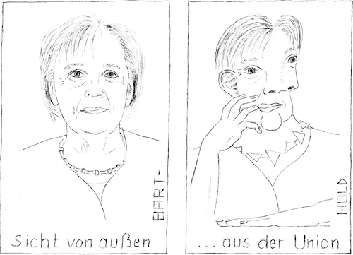Cartoon: Sicht auf Merkel (medium) by Barthold tagged angela,merkel,picasso,doramaar,dora,maar,union,modernität,ehefüralle,ehe,für,alle,schwulenehe,lesbenehe