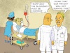 Cartoon: Russian Doctors in Trouble (small) by Barthold tagged trump,goal,ceasefire,ukraine,announcement,phone,call,may,19,2025,putin,military,victory,territorial,gains,bedside,infusion,ukrainian,blood,doctor,doctors,dialog,conversation,cartoon,caricature,barthold