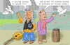 Cartoon: Trmp u. Netanj. verk. Fried.init (small) by Barthold tagged treffen,trump,netanjahu,netanyahu,washington,september,29,2025,einigung,friedensplan,gaza,gazakrieg,pressekonferenz,rosengarten,hippies,zitat,song,scott,mckenzie,friedenstauben,cartoon,karikatur,barthold