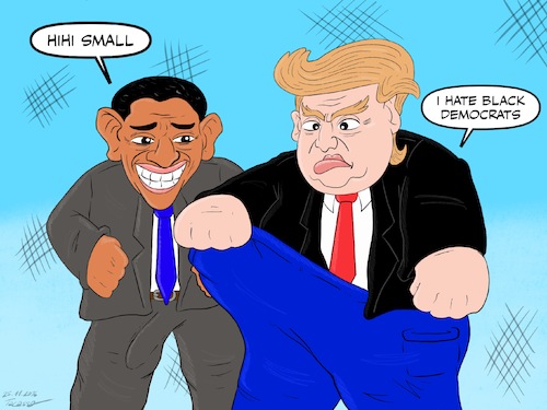 Cartoon: Obama_Trump_Dick (medium) by Tacasso tagged donald,trump,barak,hüseyin,obama,america,politics,usa,president
