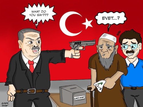 Cartoon: Turkey_Referendum (medium) by Tacasso tagged türkei,referendum,recep,tayyip,erdogan,akp,chp,hdp,mhp,turkey,türkiye,kurdish,turkish,türken,kurden