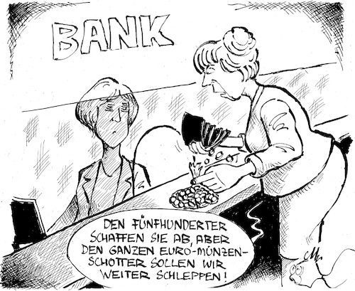 Cartoon: Bargeld-Pläne (medium) by Michael Riedler tagged eu,bargeld,bargeldverbot,banknoten