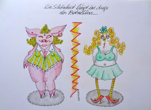 Cartoon: bei mir bist du schön (medium) by katzen-gretelein tagged 