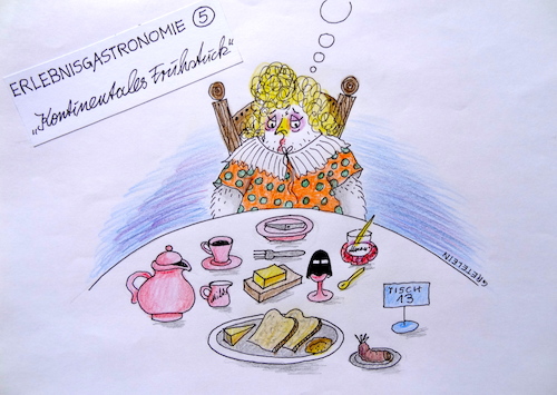 Cartoon: kontinentales frühstück (medium) by katzen-gretelein tagged gastronomie,islam,burka