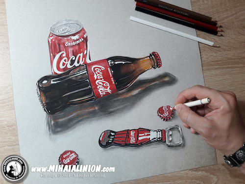 Cartoon: Drawing Coca Cola - 3D Art (medium) by Art by Mihai Alin Ion tagged drawing,illustration,painting,3dart,realistic,productdesign,mihaialinion,cola,cocacola,colabottle