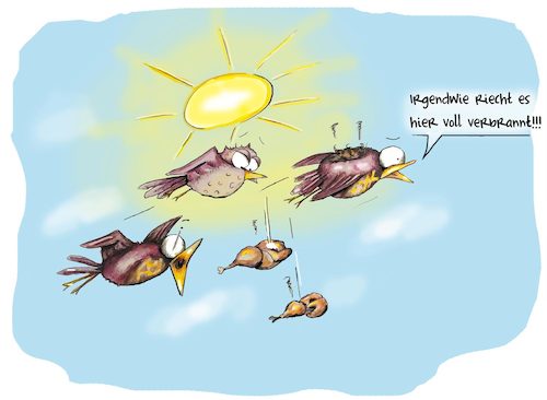 Cartoon: Die Grillsaison hat begonnen (medium) by OTTbyrds tagged klimawandel,climatechange,erderwärmung,temperaturrekord,globalwarming,heat,hitzerrekord,ikarus