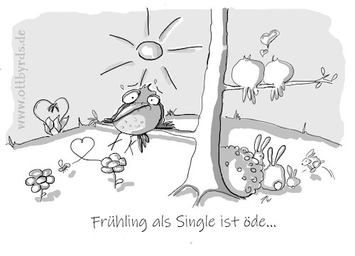 Cartoon: Frühling (medium) by OTTbyrds tagged frühlingsrust,einsamkeit,verliebt,lonliness,not,in,love,single,feelings,spring,frustation,ottbyrds