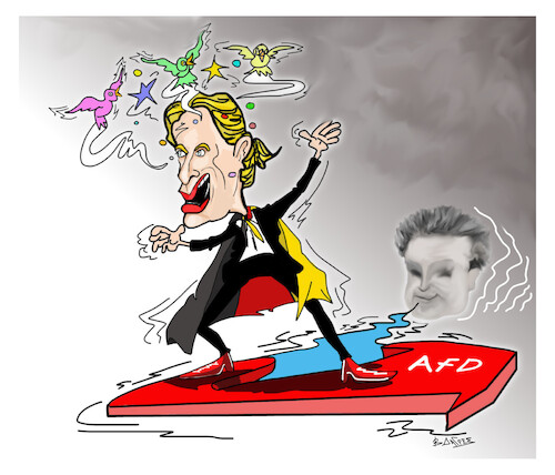 Cartoon: Alice Weidel afd (medium) by vasilis dagres tagged alice,weidel,afd,elon,musk