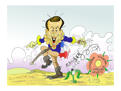 Cartoon: Emmanuel MACRON (medium) by vasilis dagres tagged macron,and,working,rights