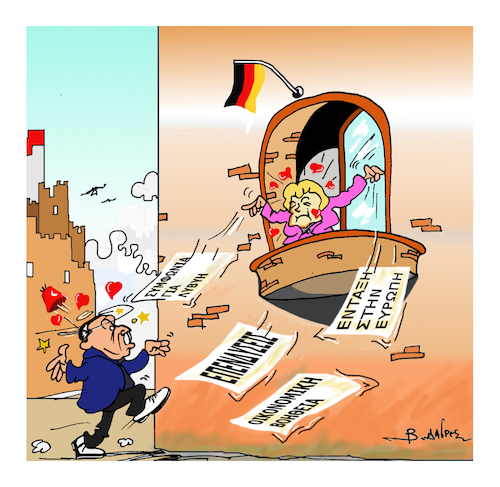 Cartoon: Merkel and Erdogan (medium) by vasilis dagres tagged merkel,erdogan,turkey,germany,hellas