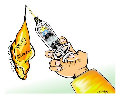 Cartoon: VACCINES (medium) by vasilis dagres tagged vaccines,wcovid,world,international,markets,money,terrorists