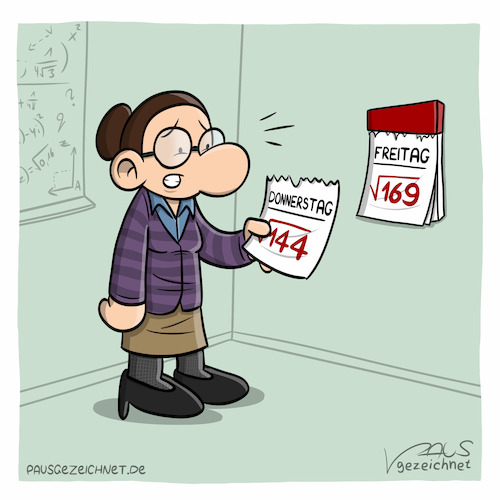 Cartoon: Freitag der 13. (medium) by pausgezeichnet tagged math2022,mathe,wurzel,freitagder13