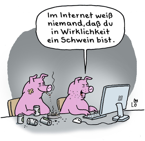 Cartoon: Cyberstalker (medium) by Lo Graf von Blickensdorf tagged hater,schweine,computer,internet,trolle,soziale,medien,karikatur,lo,graf,cartoon,griefer,stalker,deepfakes,tiktok,facebook,instagram,cyberstalker,hater,schweine,computer,internet,trolle,soziale,medien,karikatur,lo,graf,cartoon,griefer,stalker,deepfakes,tiktok,facebook,instagram,cyberstalker