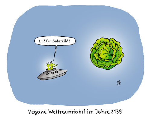 Cartoon: Erdüberlastungstag (medium) by Lo Graf von Blickensdorf tagged ufo,salat,vegan,salatellit,wortspiel,karikatur,lo,graf,cartoon,erdüberlasungstag,global,footprint,network,ufo,salat,vegan,salatellit,wortspiel,karikatur,lo,graf,cartoon,erdüberlasungstag,global,footprint,network
