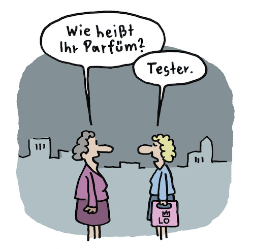 Cartoon: Gut riechen (medium) by Lo Graf von Blickensdorf tagged parfüm,tester,geruch,eau,de,cologne,duft,düfte,parfüm,tester,geruch,eau,de,cologne,duft,düfte