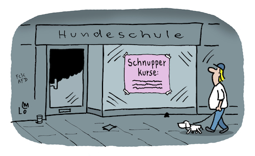 Cartoon: Im Angebot (medium) by Lo Graf von Blickensdorf tagged hundeschule,hunde,hund,mann,schnupperkurse,schnupperpreise,fckafd,angebot,karikatur,lo,graf,cartoon,herrchen,frauchen,gassigehen,geschäft,hundeschule,hunde,hund,mann,schnupperkurse,schnupperpreise,fckafd,angebot,karikatur,lo,graf,cartoon,herrchen,frauchen,gassigehen,geschäft