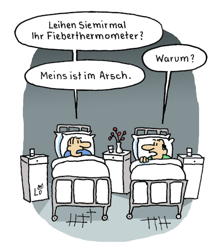 Cartoon: Krankenhausreform (medium) by Lo Graf von Blickensdorf tagged krankenhaus,fieberthermometer,bettnachbar,fieber,karikatur,lo,graf,cartoon,krankenhausreform,kliniksterben,krankenhaus,fieberthermometer,bettnachbar,fieber,karikatur,lo,graf,cartoon,krankenhausreform,kliniksterben
