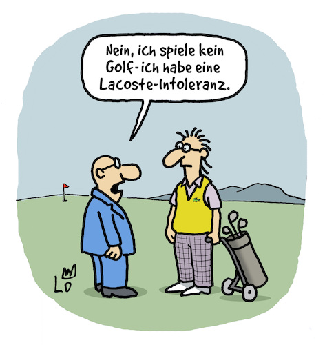 Cartoon: Markenallergie (medium) by Lo Graf von Blickensdorf tagged golf,sport,lacoste,intoleranz,sportkleidung,krokodil,männer,golfer,golfplatz,caddy,karikatur,lo,graf,cartoon,markenallergie,kleidung,polohemd,golf,sport,lacoste,intoleranz,sportkleidung,krokodil,männer,golfer,golfplatz,caddy,karikatur,lo,graf,cartoon,markenallergie,kleidung,polohemd