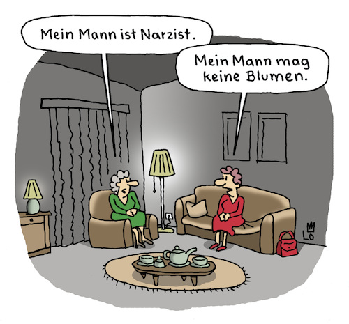 Cartoon: Narzismus (medium) by Lo Graf von Blickensdorf tagged besuch,nachbarin,freundin,ehemann,ehefrau,frau,narzismus,karikatur,lo,graf,cartoon,narzist,blumen,wohnzimmer,fremdwörter,schulbildung,besuch,nachbarin,freundin,ehemann,ehefrau,frau,narzismus,karikatur,lo,graf,cartoon,narzist,blumen,wohnzimmer,fremdwörter,schulbildung