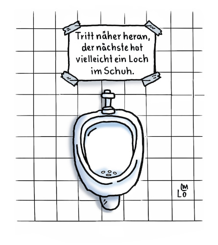 Cartoon: Rücksichtnahme (medium) by Lo Graf von Blickensdorf tagged pissoire,toilette,pinkelbecken,rücksichtnahme,karikatur,lo,graf,cartoon,urin,klo,hygiene,zettel,hinweis,gastronomie,kneipe,pissoire,toilette,pinkelbecken,rücksichtnahme,karikatur,lo,graf,cartoon,urin,klo,hygiene,zettel,hinweis,gastronomie,kneipe