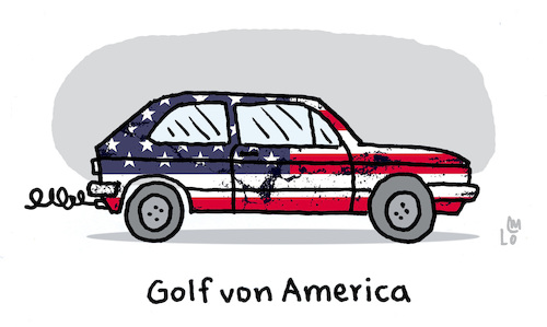 Cartoon: Umbenennung (medium) by Lo Graf von Blickensdorf tagged donald,trump,golf,von,mexiko,amerika,auto,dekret,usa,präsident,karikatur,lo,graf,cartoon,umbennung,meer,wortspiel,stars,and,stripes,donald,trump,golf,von,mexiko,amerika,auto,dekret,usa,präsident,karikatur,lo,graf,cartoon,umbennung,meer,wortspiel,stars,and,stripes