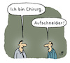 Cartoon: Aufschneider (small) by Lo Graf von Blickensdorf tagged chirurg,arzt,medizin,angeber,aufschneider,wortspiel,männer,frage,beruf,karikatur,lo,cartoon